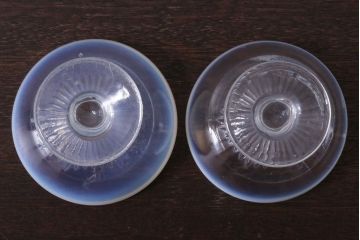 アンティーク雑貨　昭和レトロ　乳白色縁の氷コップ2個セット(プレスガラス)(2)