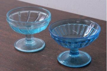 アンティーク雑貨　昭和レトロ　氷コップ2個セット(プレスガラス)(2)