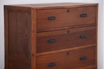 アンティーク家具　和製アンティーク　前面欅材!和モダンな4杯チェスト(衣装箪笥)