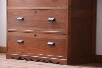 アンティーク家具　和製アンティーク　前面欅材!和モダンな4杯チェスト(衣装箪笥)