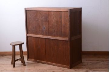 アンティーク家具　和製アンティーク　前面欅材!和モダンな4杯チェスト(衣装箪笥)