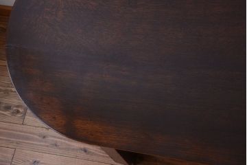 アンティーク家具　和製アンティーク　古いナラ材の上質なオーバル(楕円)型ダイニングテーブル