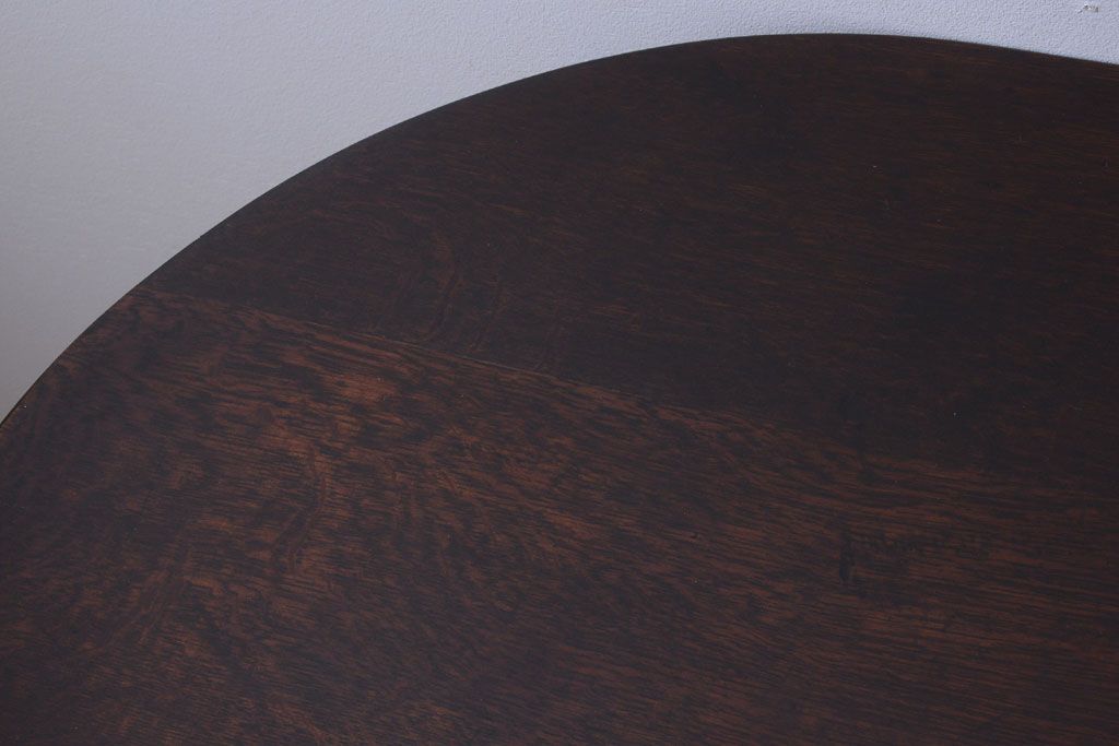 アンティーク家具　和製アンティーク　古いナラ材の上質なオーバル(楕円)型ダイニングテーブル