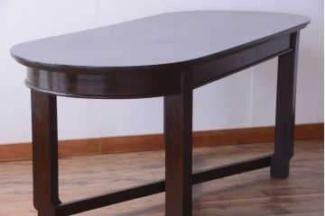 アンティーク家具　和製アンティーク　古いナラ材の上質なオーバル(楕円)型ダイニングテーブル