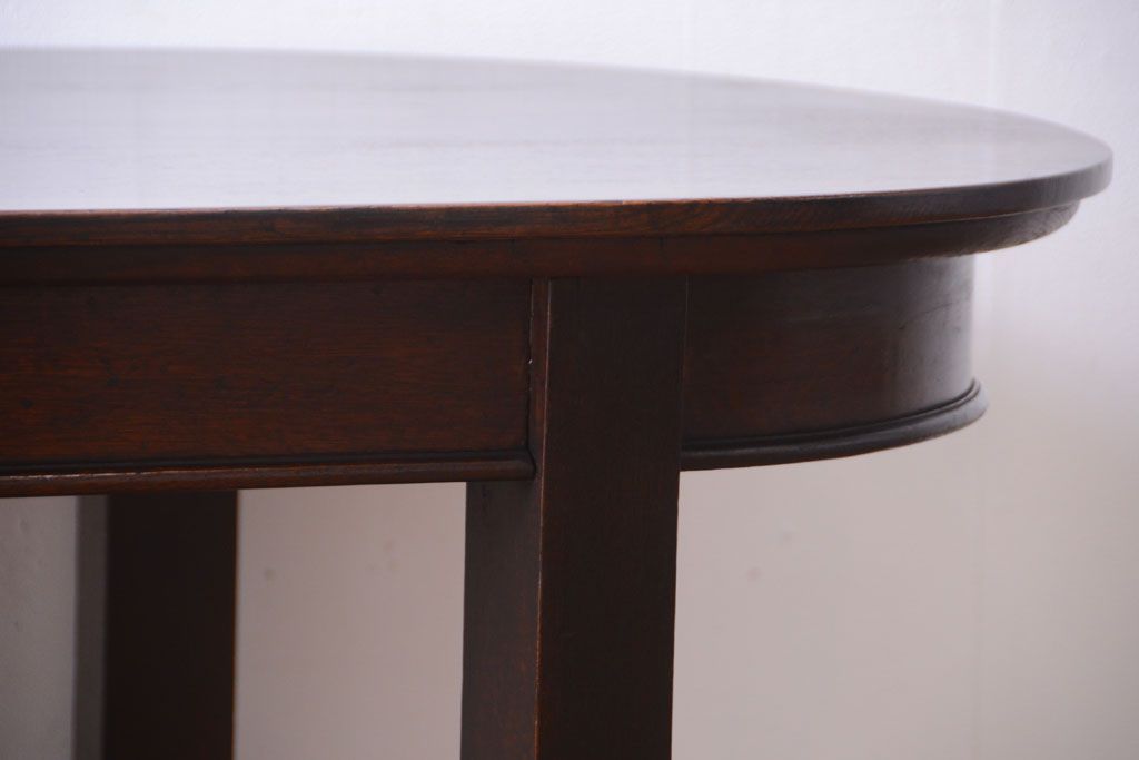 アンティーク家具　和製アンティーク　古いナラ材の上質なオーバル(楕円)型ダイニングテーブル