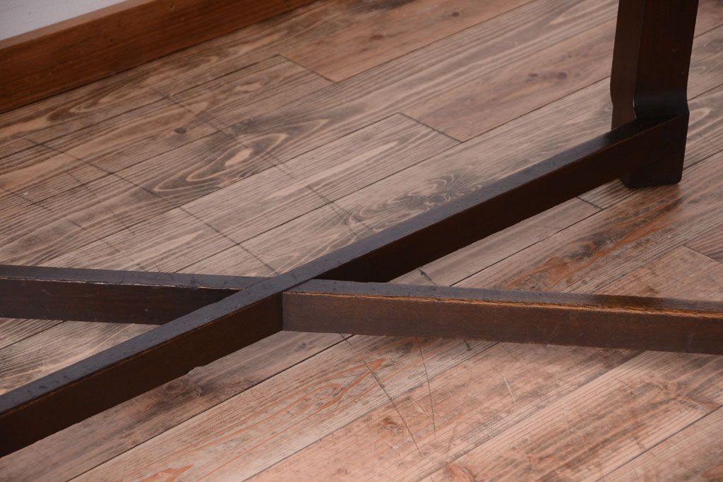 アンティーク家具　和製アンティーク　古いナラ材の上質なオーバル(楕円)型ダイニングテーブル