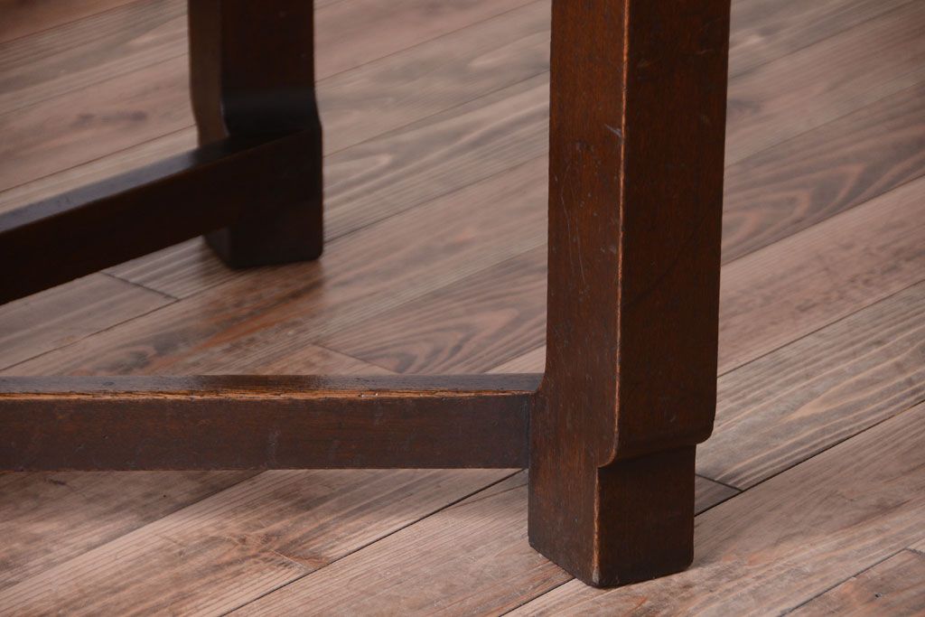 アンティーク家具　和製アンティーク　古いナラ材の上質なオーバル(楕円)型ダイニングテーブル