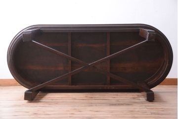 アンティーク家具　和製アンティーク　古いナラ材の上質なオーバル(楕円)型ダイニングテーブル