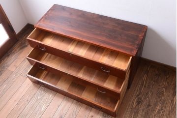 アンティーク家具　和製アンティーク　前面欅材のシンプルな衣装箪笥ローボード