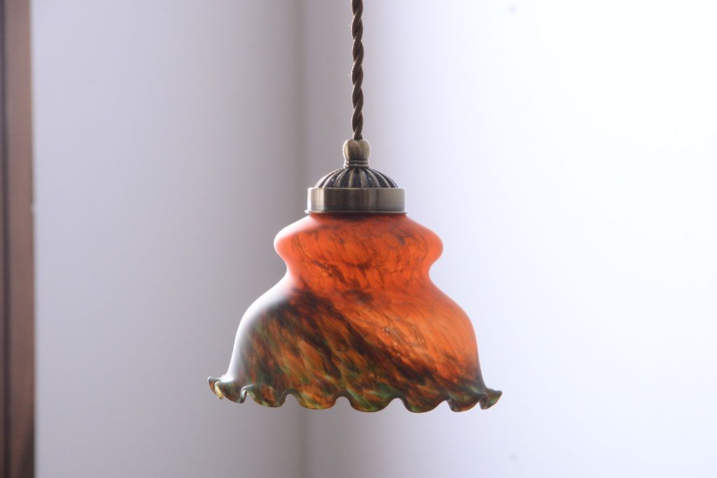 中古　マーブルガラスのペンダントライト(天井照明)