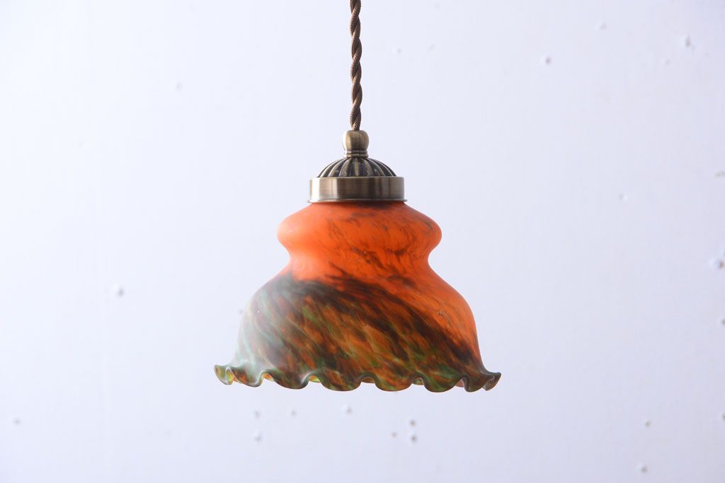 中古　マーブルガラスのペンダントライト(天井照明)