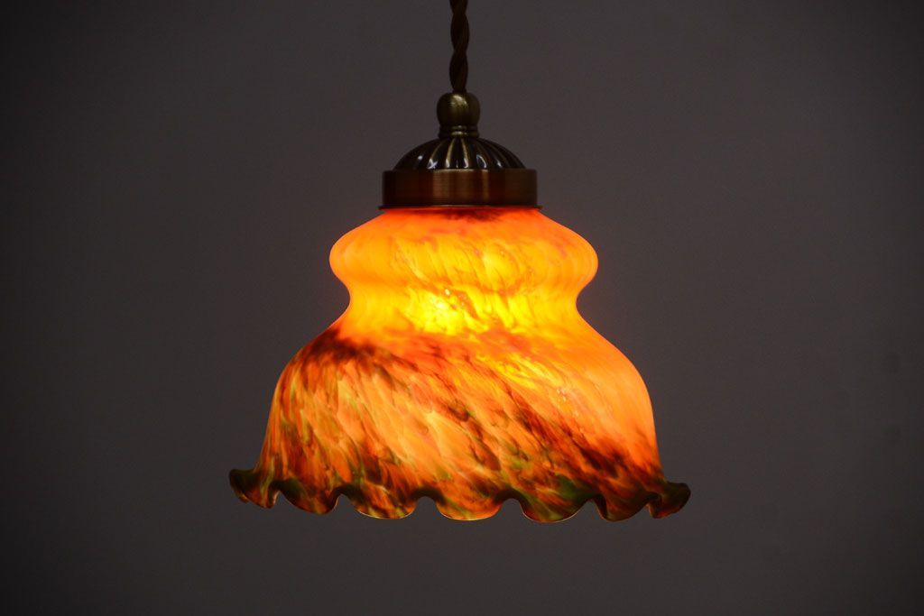 中古　マーブルガラスのペンダントライト(天井照明)