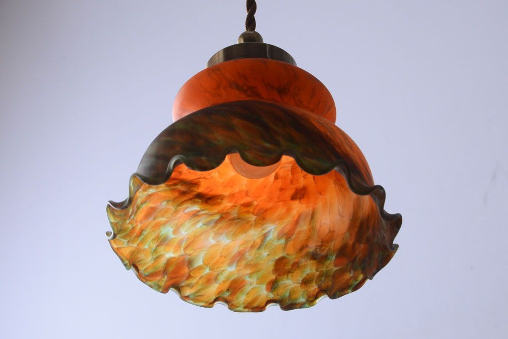 中古　マーブルガラスのペンダントライト(天井照明)