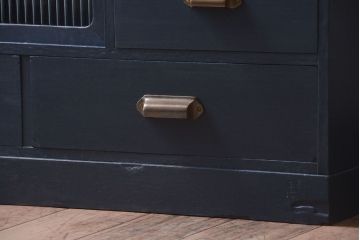 アンティーク家具　アンティーク　モールガラス入り!小さなペイント収納棚