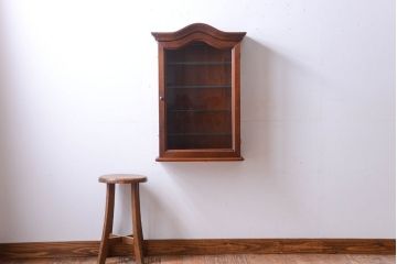 中古　海外輸入家具　木製の壁掛けギャラリーケース(ショーケース)