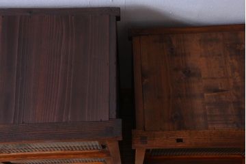 アンティーク家具　和製アンティーク　前面欅材!2段重ねのモールガラス引き戸収納棚