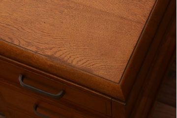 アンティーク家具　和製アンティーク　古いナラ材の上質な組み立て式両袖机(デスク)