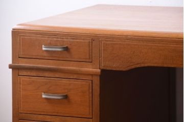 アンティーク家具　和製アンティーク　古いナラ材の上質な組み立て式両袖机(デスク)