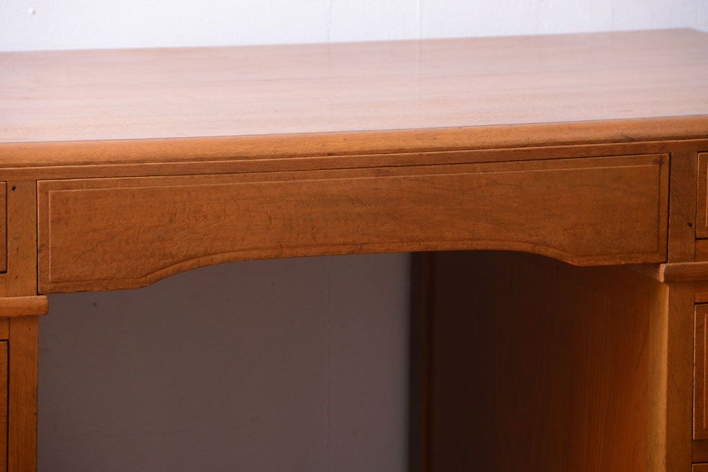 アンティーク家具　和製アンティーク　古いナラ材の上質な組み立て式両袖机(デスク)