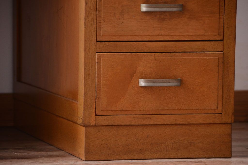 アンティーク家具　和製アンティーク　古いナラ材の上質な組み立て式両袖机(デスク)