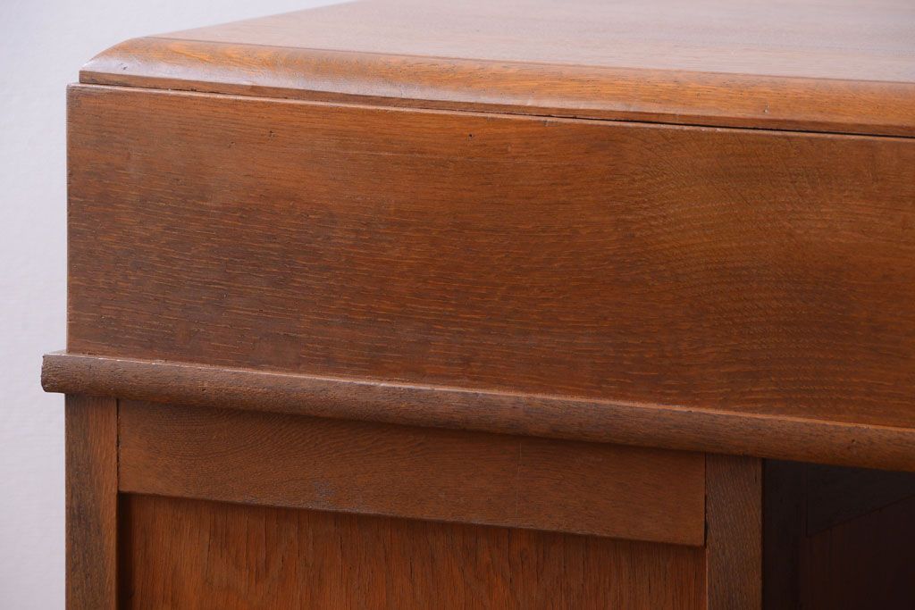 アンティーク家具　和製アンティーク　古いナラ材の上質な組み立て式両袖机(デスク)