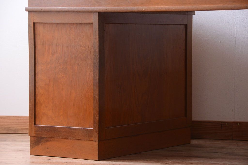 アンティーク家具　和製アンティーク　古いナラ材の上質な組み立て式両袖机(デスク)