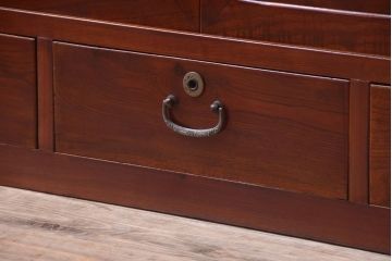 アンティーク家具　和製アンティーク　漆塗り!前面欅材の時代箪笥ローボード