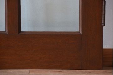 和製アンティーク　両開き　面取りガラス入り!古いナラ材の背の高い高級親子ドア(扉)