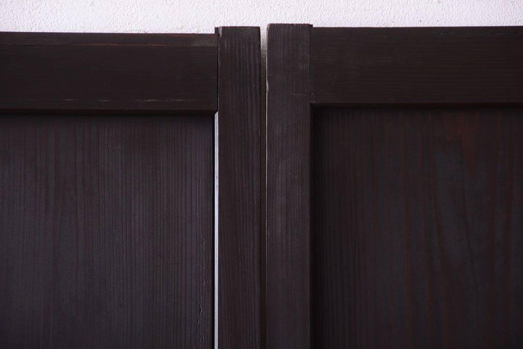 古民具・骨董　明治〜大正期　古い木味のアンティーク舞良戸2枚セット