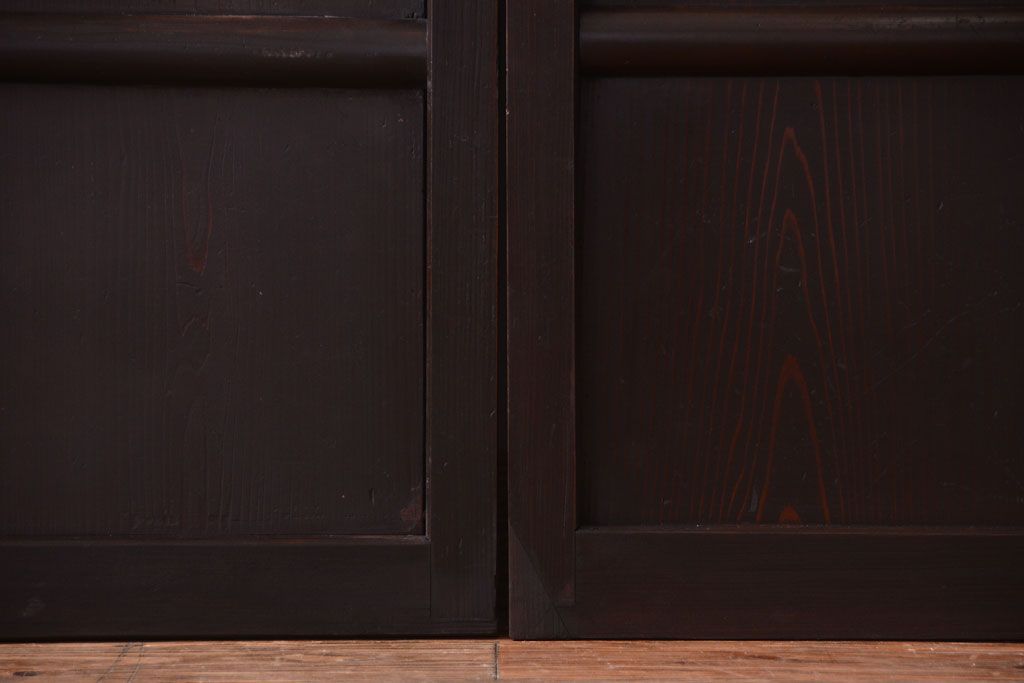 古民具・骨董　明治〜大正期　古い木味のアンティーク舞良戸2枚セット