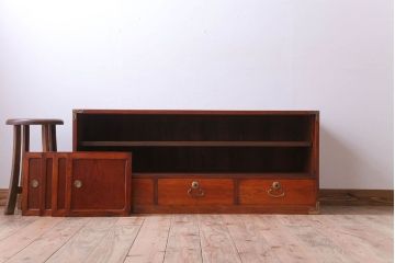 アンティーク家具　和製アンティーク　漆塗り!前面欅材の時代箪笥ローボード(2)