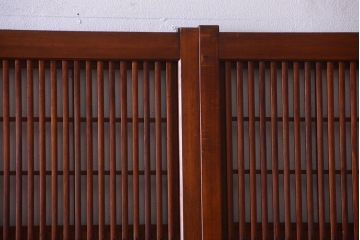 和製アンティーク　和モダン!組子入りガラス帯の格子戸4枚セット