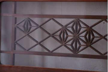 和製アンティーク　和モダン!組子入りガラス帯の格子戸4枚セット