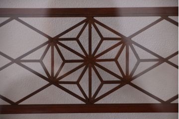 和製アンティーク　和モダン!組子入りガラス帯の格子戸4枚セット