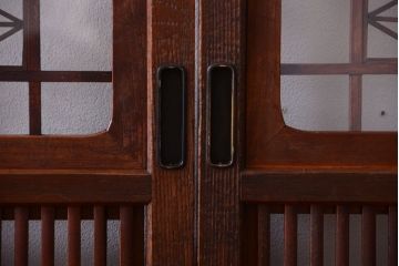 和製アンティーク　和モダン!組子入りガラス帯の格子戸4枚セット