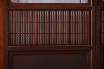 和製アンティーク　和モダン!組子入りガラス帯の格子戸4枚セット