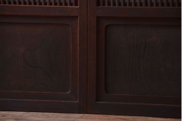 和製アンティーク　和モダン!組子入りガラス帯の格子戸4枚セット