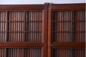 和製アンティーク　和モダン!組子入りガラス帯の格子戸4枚セット