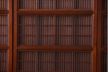 和製アンティーク　和モダン!組子入りガラス帯の格子戸4枚セット