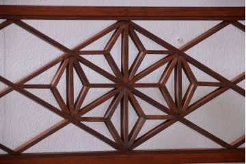 和製アンティーク　和モダン!組子入りガラス帯の格子戸4枚セット