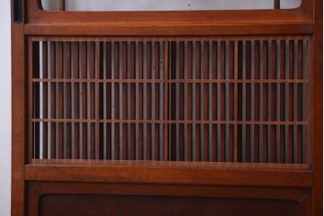 和製アンティーク　和モダン!組子入りガラス帯の格子戸4枚セット