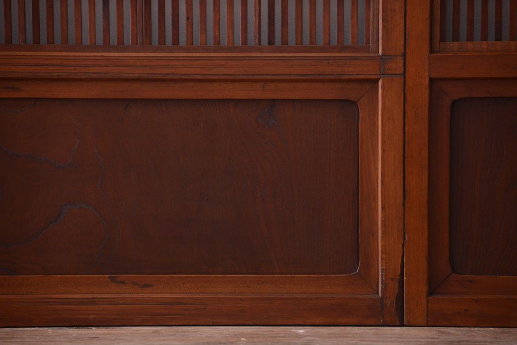 和製アンティーク　和モダン!組子入りガラス帯の格子戸4枚セット