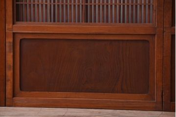 和製アンティーク　和モダン!組子入りガラス帯の格子戸4枚セット