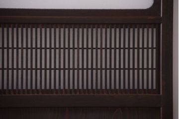 古民具・骨董　裏障子付き!ダイヤガラス帯のアンティーク格子戸2枚セット