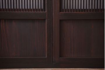 古民具・骨董　裏障子付き!ダイヤガラス帯のアンティーク格子戸2枚セット