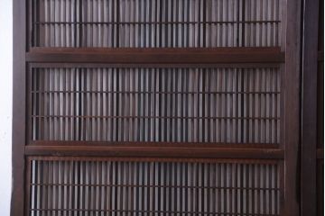 古民具・骨董　裏障子付き!ダイヤガラス帯のアンティーク格子戸2枚セット