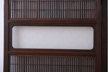 古民具・骨董　裏障子付き!ダイヤガラス帯のアンティーク格子戸2枚セット