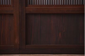 古民具・骨董　裏障子付き!ダイヤガラス帯のアンティーク格子戸2枚セット
