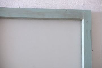 アンティーク　オリーブグリーンペイントのガラス引き戸2枚セット