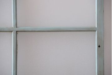 アンティーク　オリーブグリーンペイントのガラス引き戸2枚セット